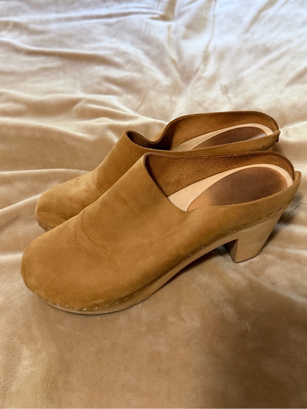 Bryr Chloe Women’s Suede Mule Heels Clogs in Brown Size 39 9 Hippie Boho